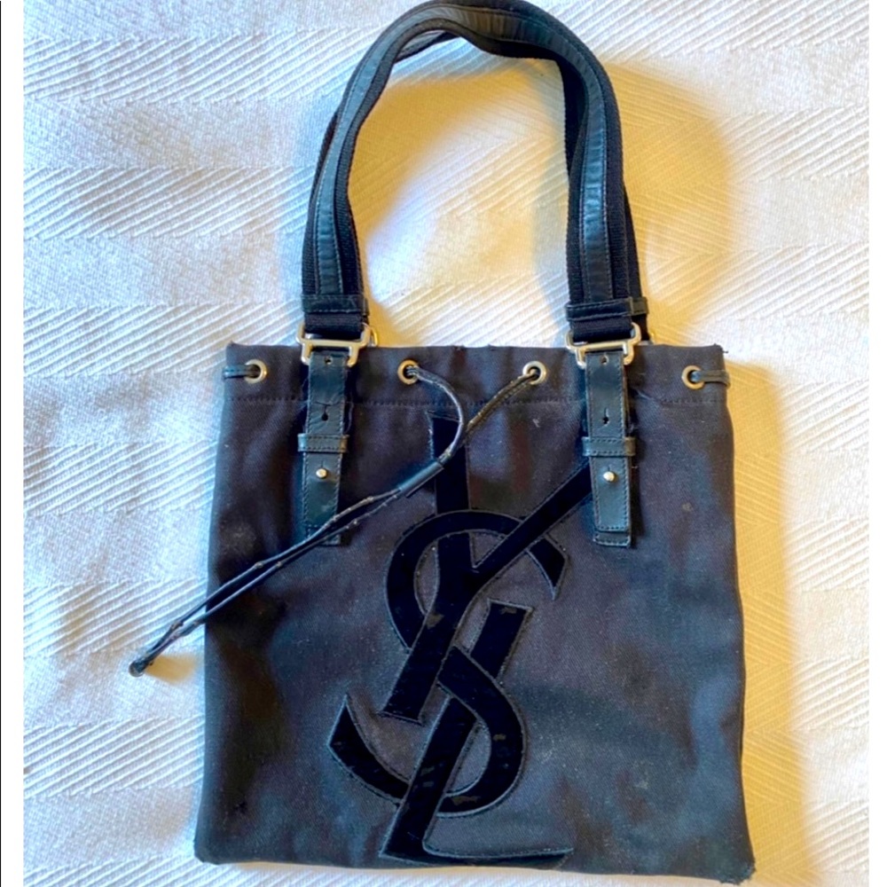 Vintage Black YSL Canvas Tote
